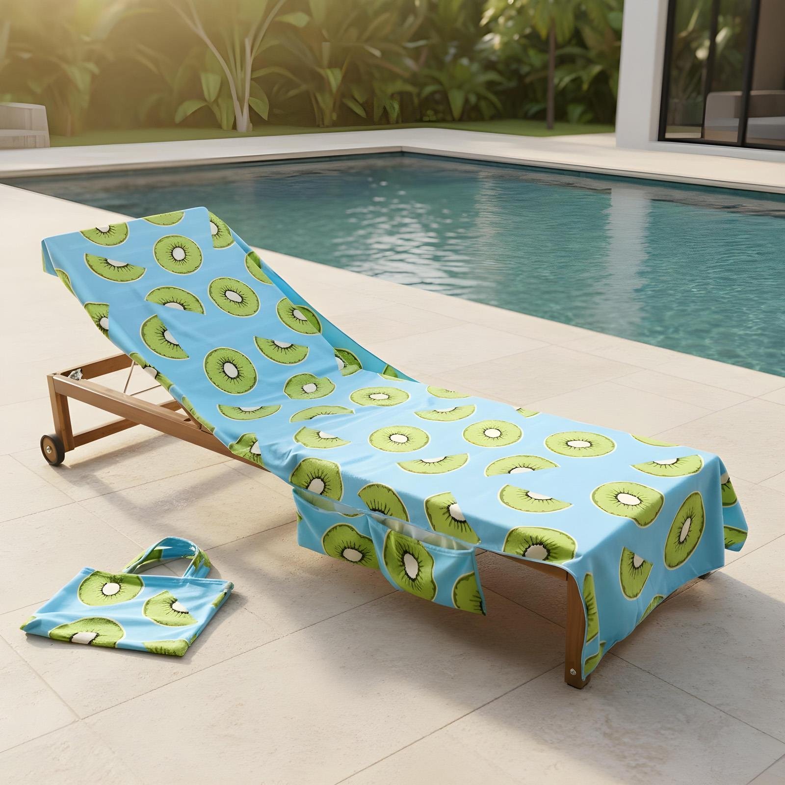 OHS Kiwi Microfibre Beach Towel in a Bag - Blue