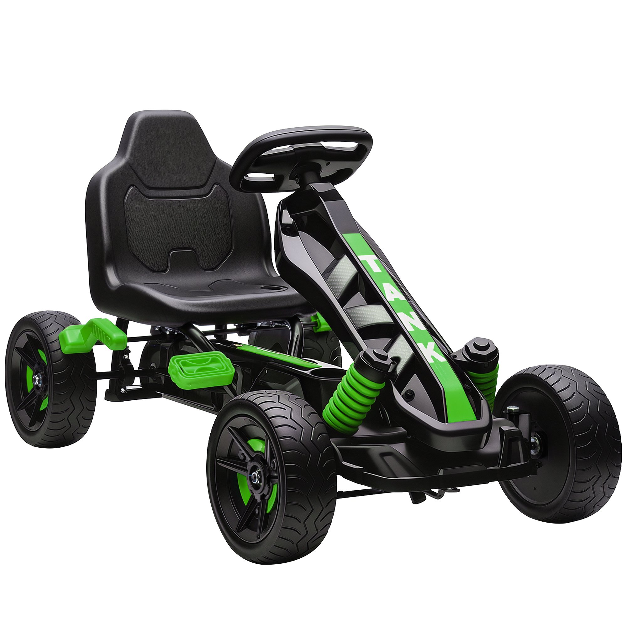 AIYAPLAY Freewheel Brake EVA Wheels Metal Frame Kids Pedal Go Kart - Green