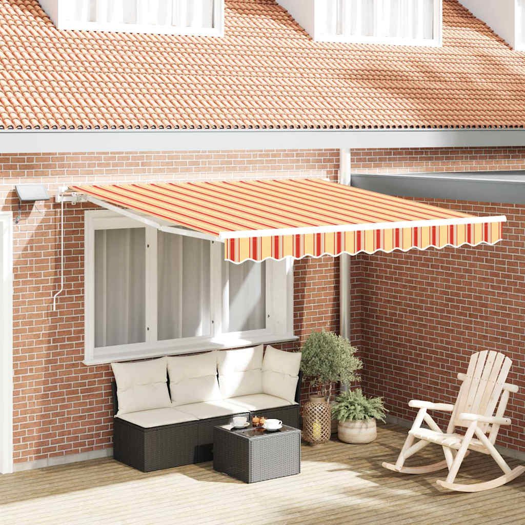 Walplus Polyester Retractable Awning - Yellow and Orange - 350 x 250 cm