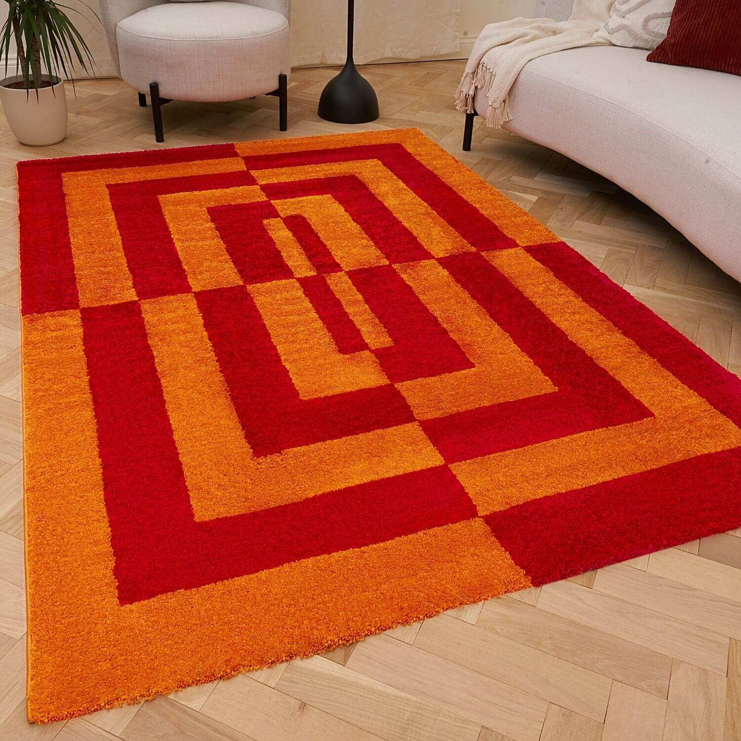 The Rugs Red Joli Geometric Rug - 80 x 150cm