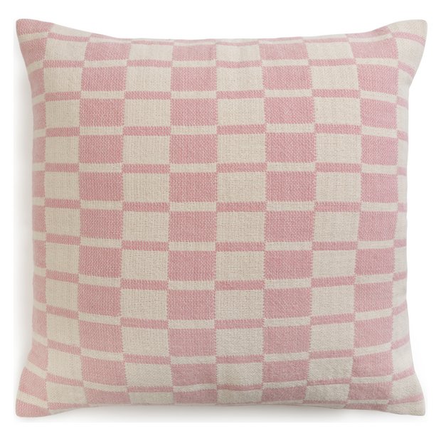Buy Habitat Checker Board Cushion - White & Pink - 43x43cm | Cushions | Argos