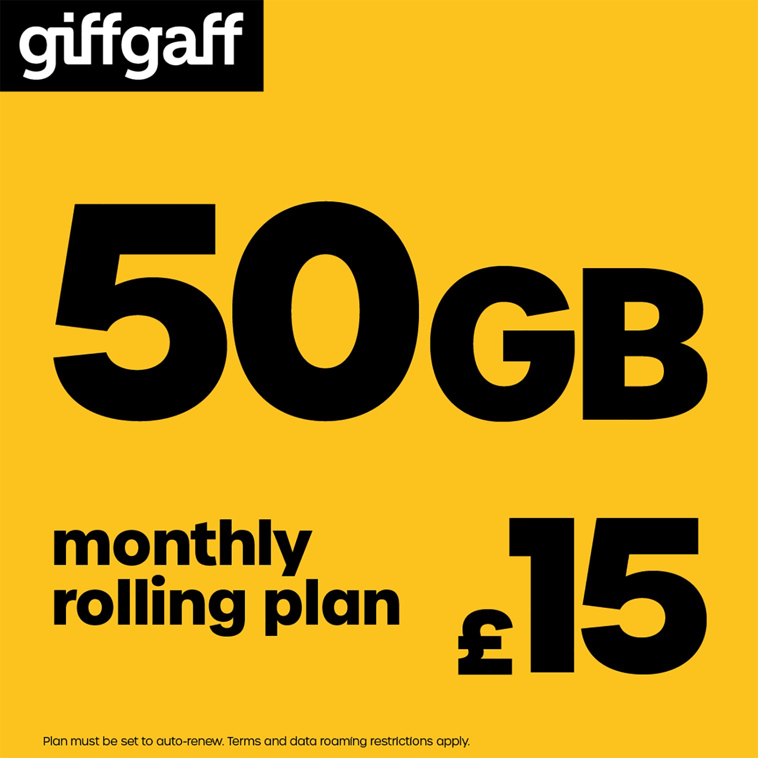 giffgaff 50GB Pay As You Go Sim Card