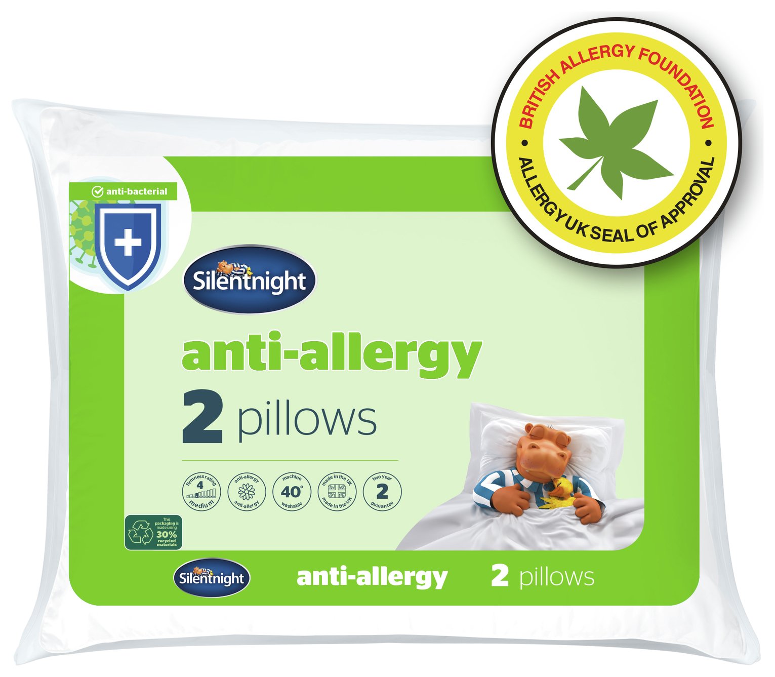 Silentnight Anti Allergy Front Soft Pillows - 2 Pack