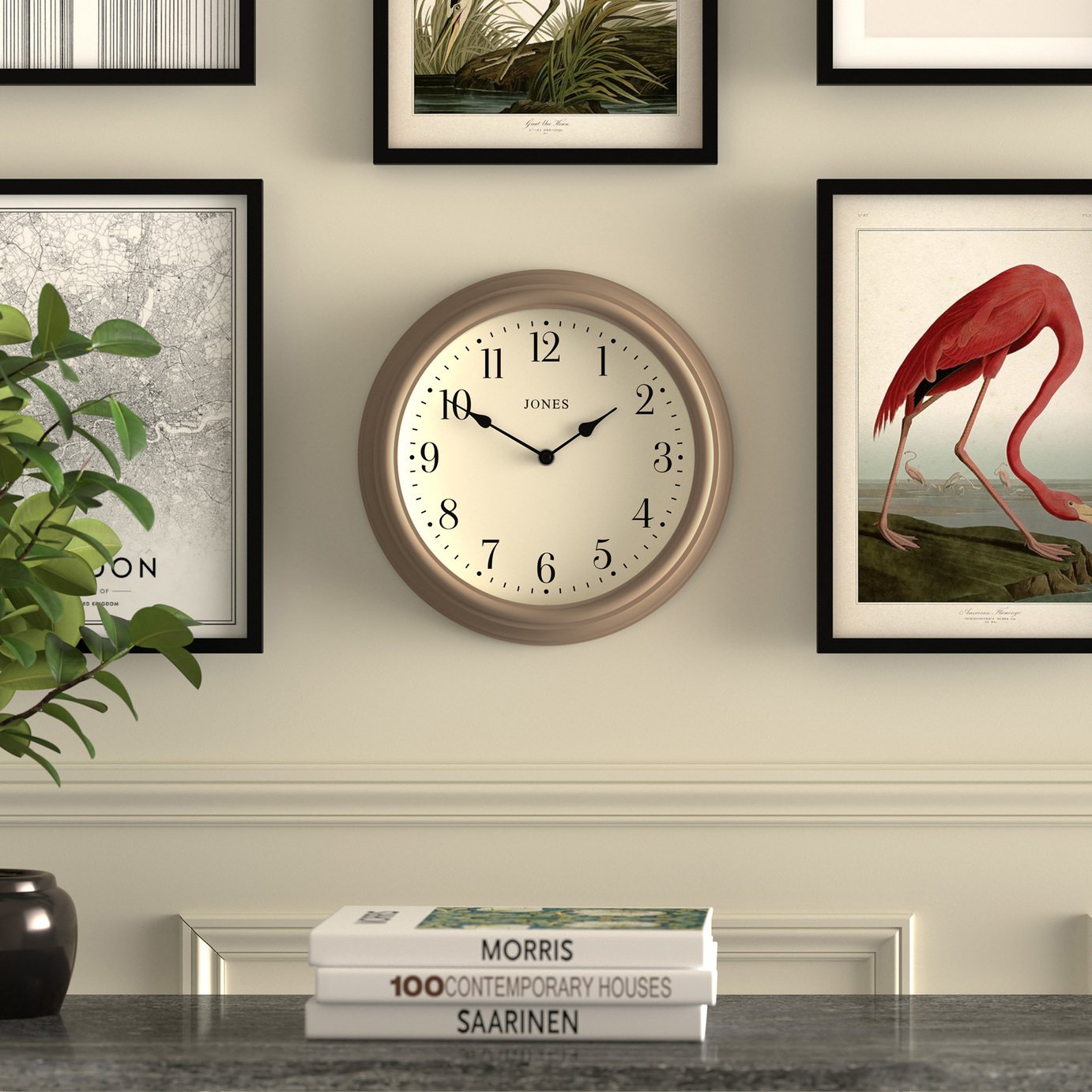 Jones Venetian Analogue Matte Wall Clock - Mole Grey