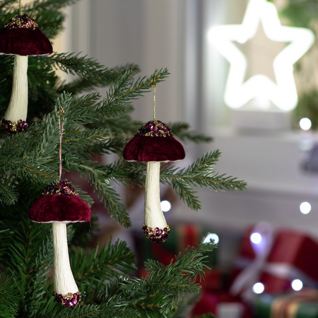 Buy Argos Home Pack of 3 Mushroom Christmas Tree Decorations ...