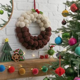 Argos Home Pudding Pom Pom Christmas Wreath