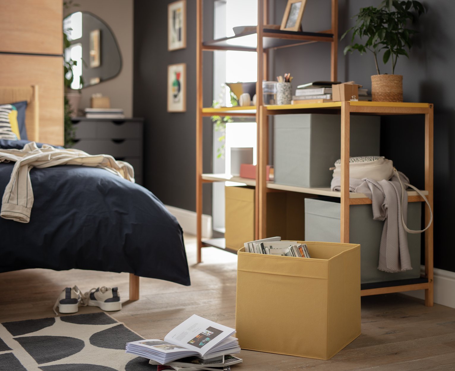 Argos Home Set of 4 Square Plus Boxes - Grey & Yellow