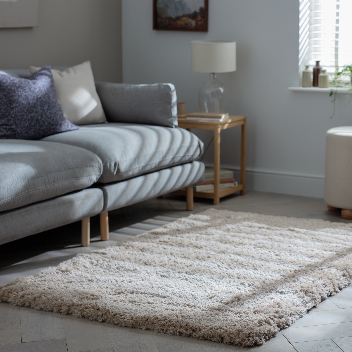 Habitat Airmaster Plain Sand Shaggy Rug - 160x230cm