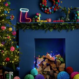Argos Home Neon Christmas Stocking