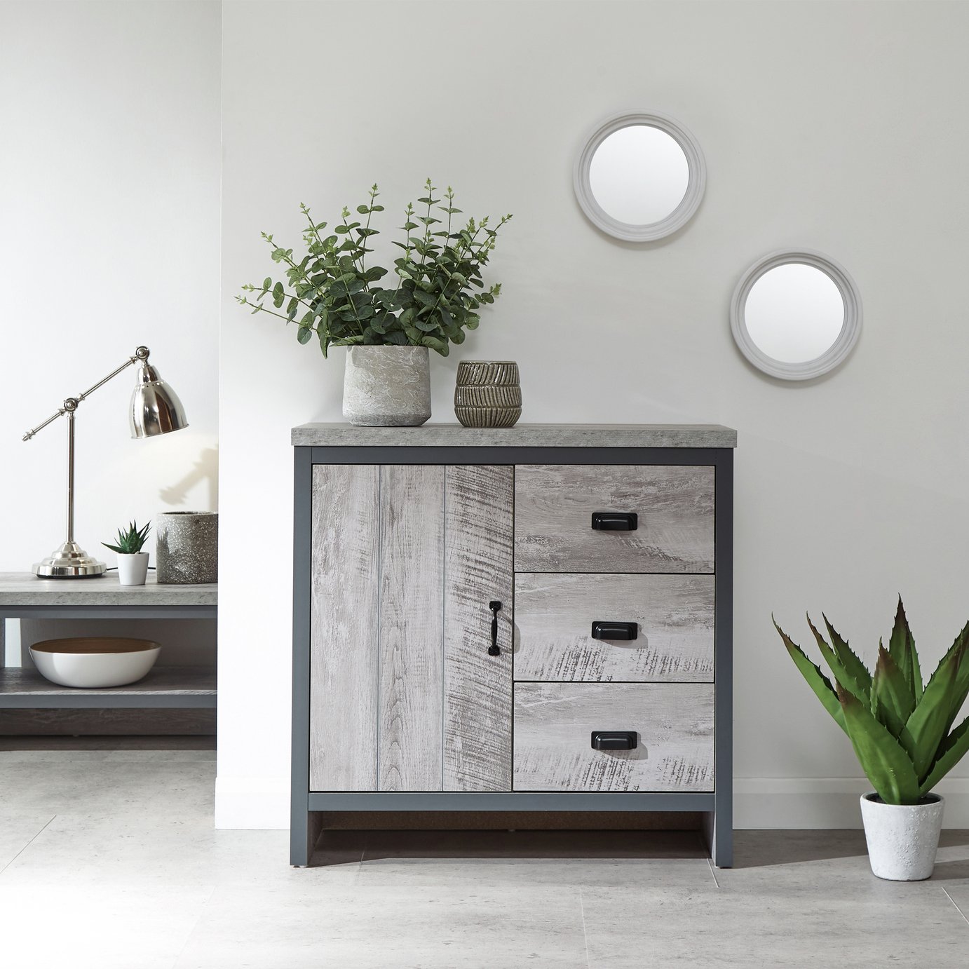 GFW Boston 1 Door 3 Drawer Multi Unit - Grey