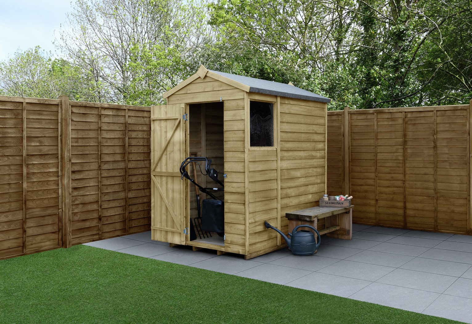 Forest Wooden Overlap 1 Clear Window Apex Shed 6 x 4ft