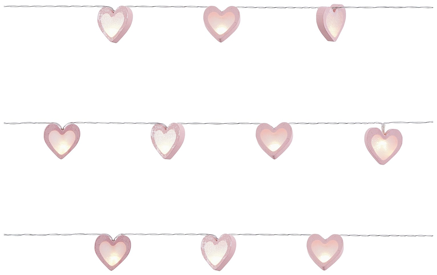 Glow Heart Wooden Love LED String Lights - Pink