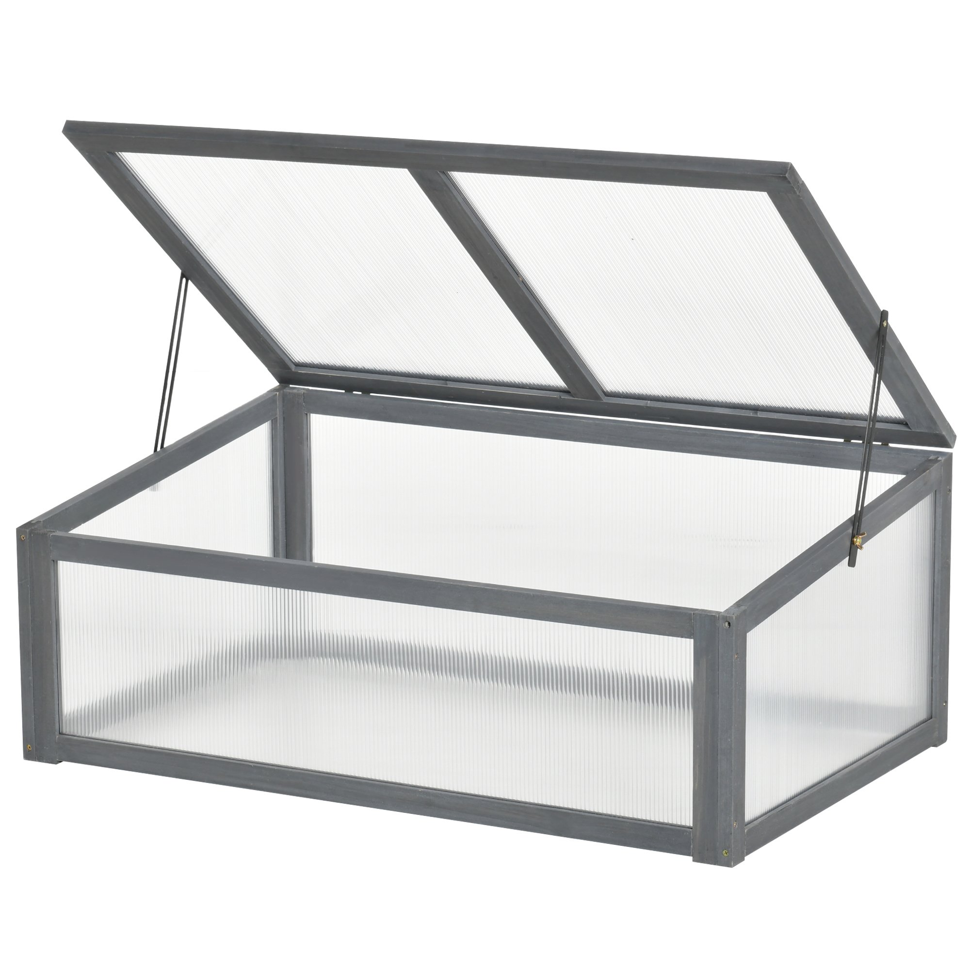 Outsunny Fir Wood and Polycarbonate Cold Frame – Grey