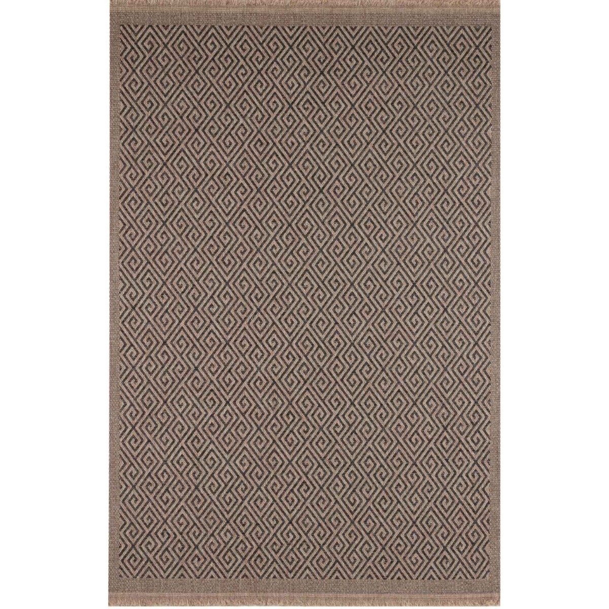 The Rugs Dark Grey Nature Greek Key Rug - 80 x 150cm