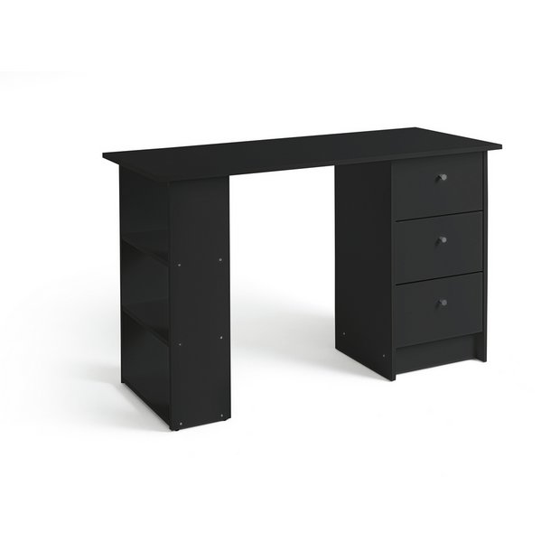 Argos Home Malibu 3 Drawer Office Desk - Black