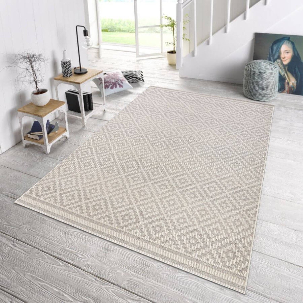 Hanse Home Cream Raute Diamond Indoor Outdoor Rug - 140 x 200cm