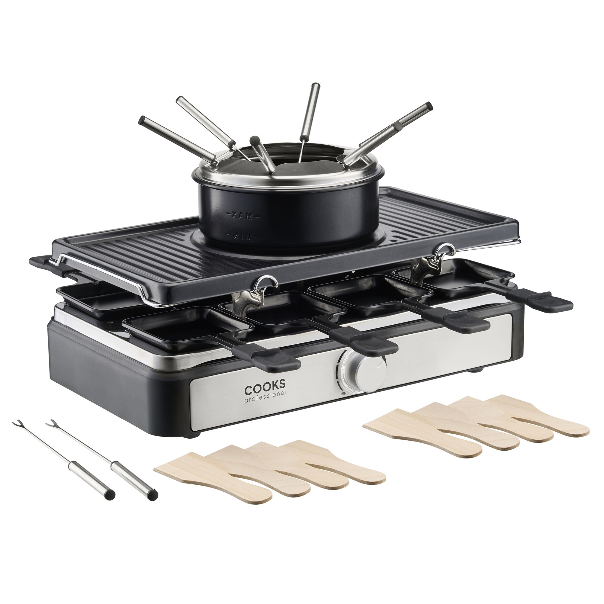 Cooks Professional Electric 2-in-1 Raclette Grill and Fondue - 8 Person