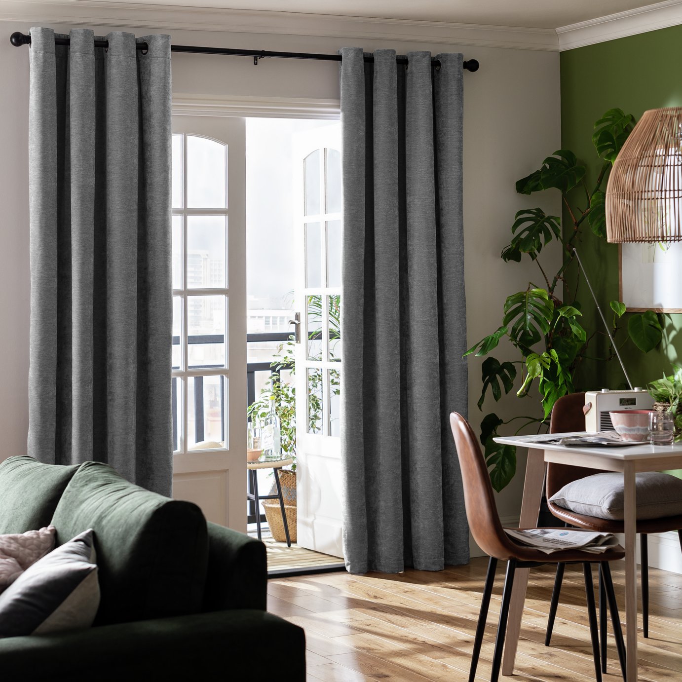 Habitat Blackout Eyelet Curtains - Charcoal -168x229cm