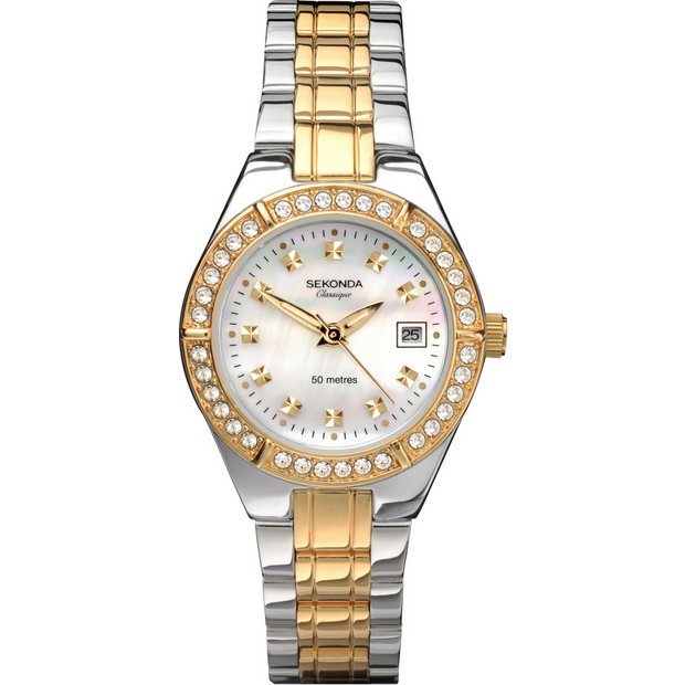 Buy Sekonda Classique Ladies' Two-Tone Stone Set Watch at Argos.co.uk ...