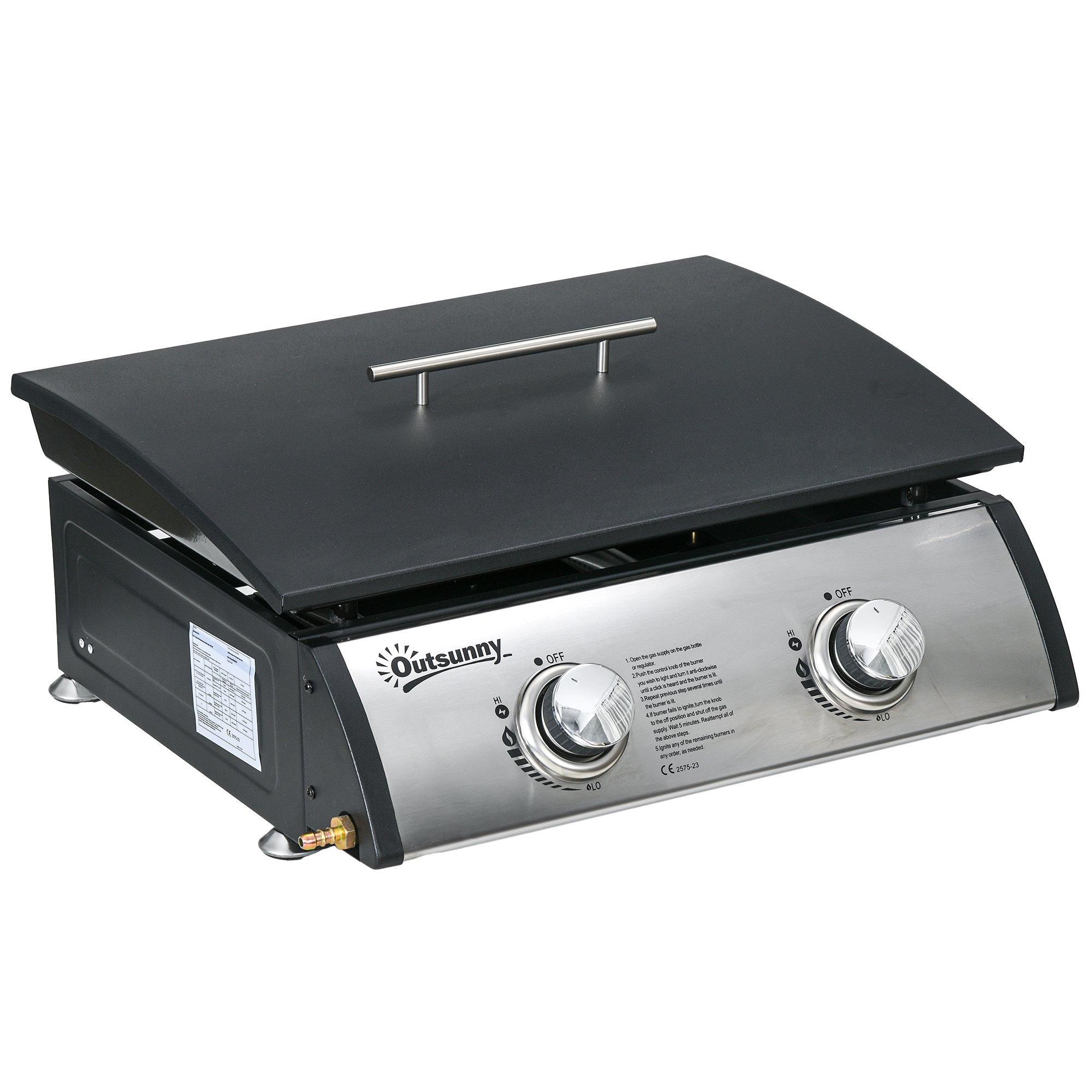 Outsunny Tabletop Gas Plancha Barbecue - Silver