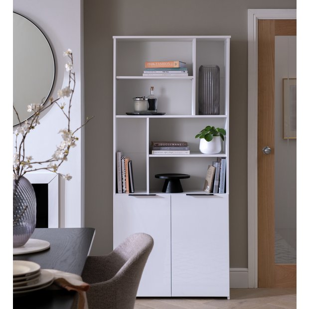 White gloss on sale corner bookcase