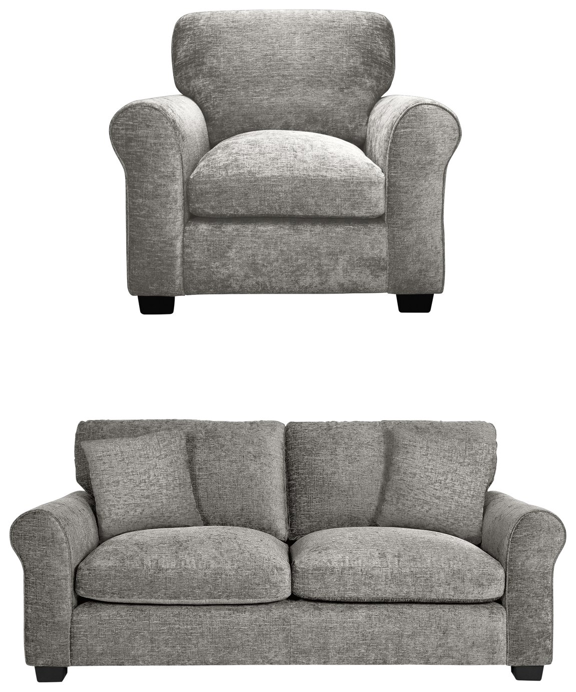 Argos Home Taylor Fabric Chair & 3 Seater Sofa - Grey