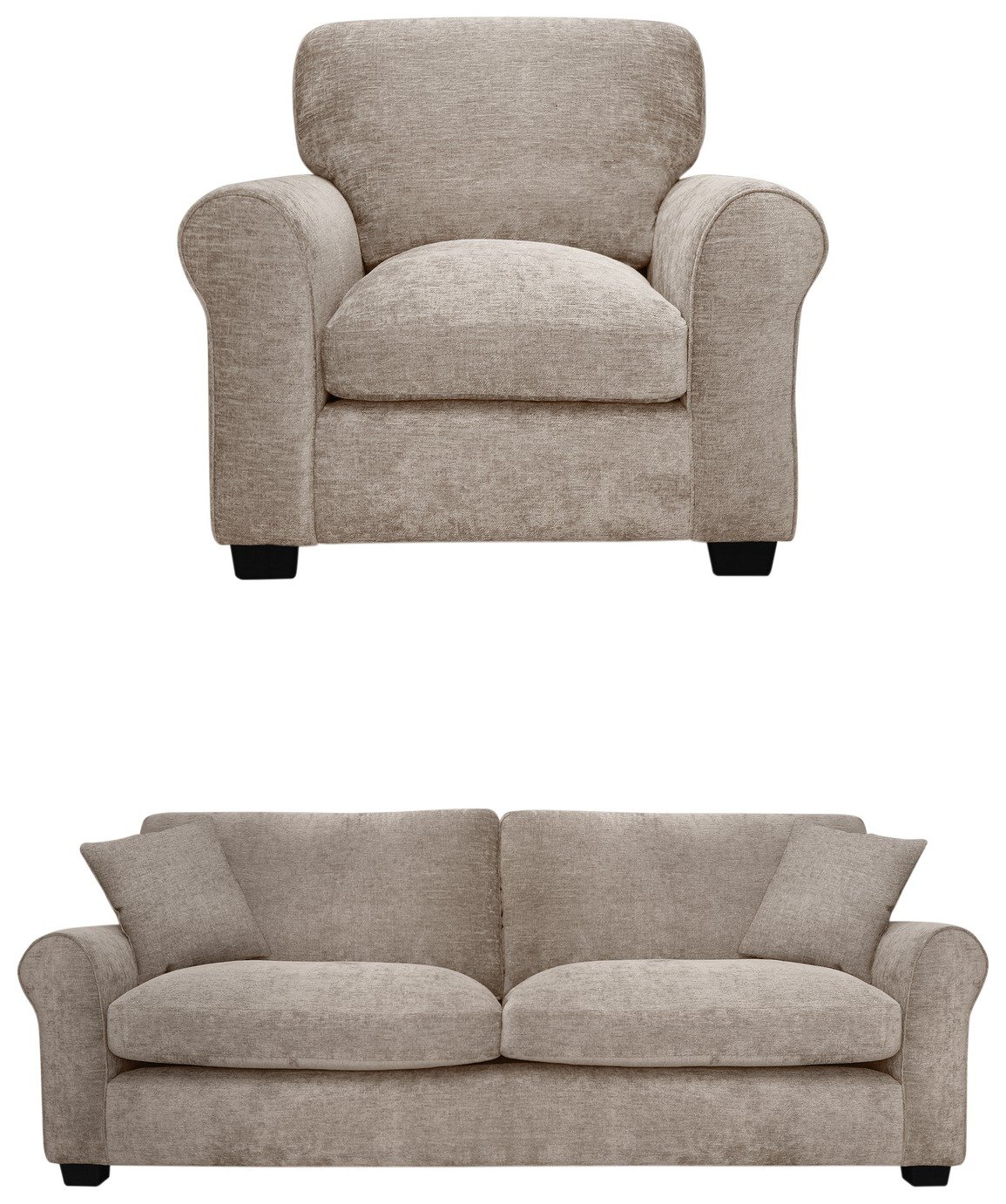 Argos Home Taylor Fabric Chair & 4 Seater Sofa - Mink