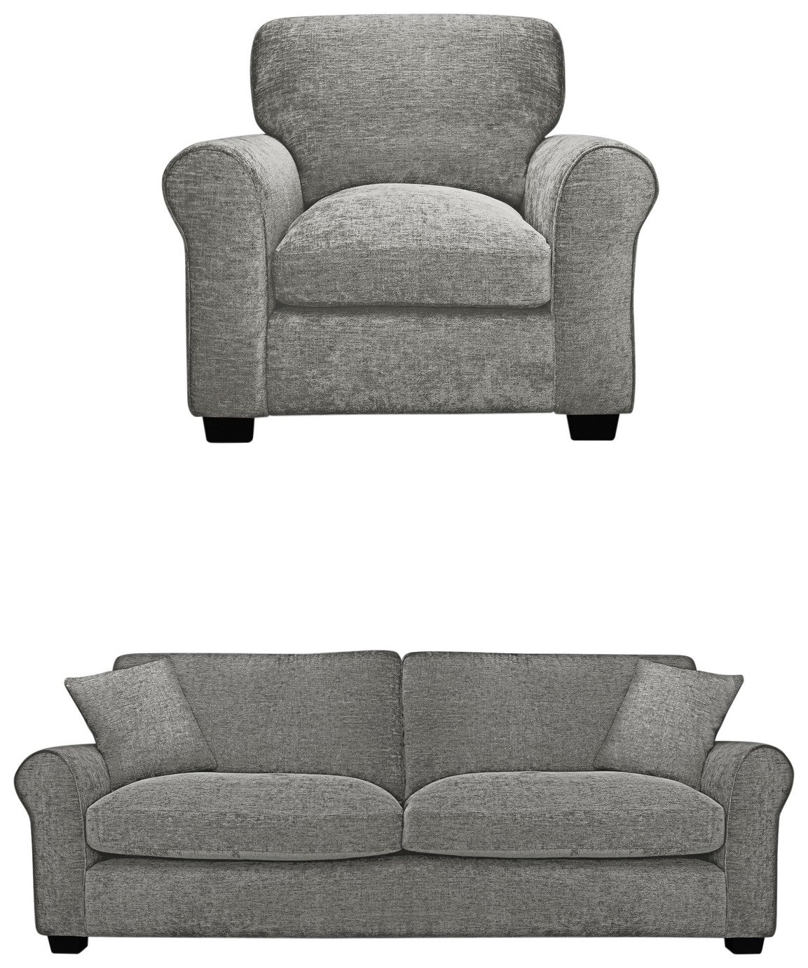 Argos Home Taylor Fabric Chair & 4 Seater Sofa - Grey