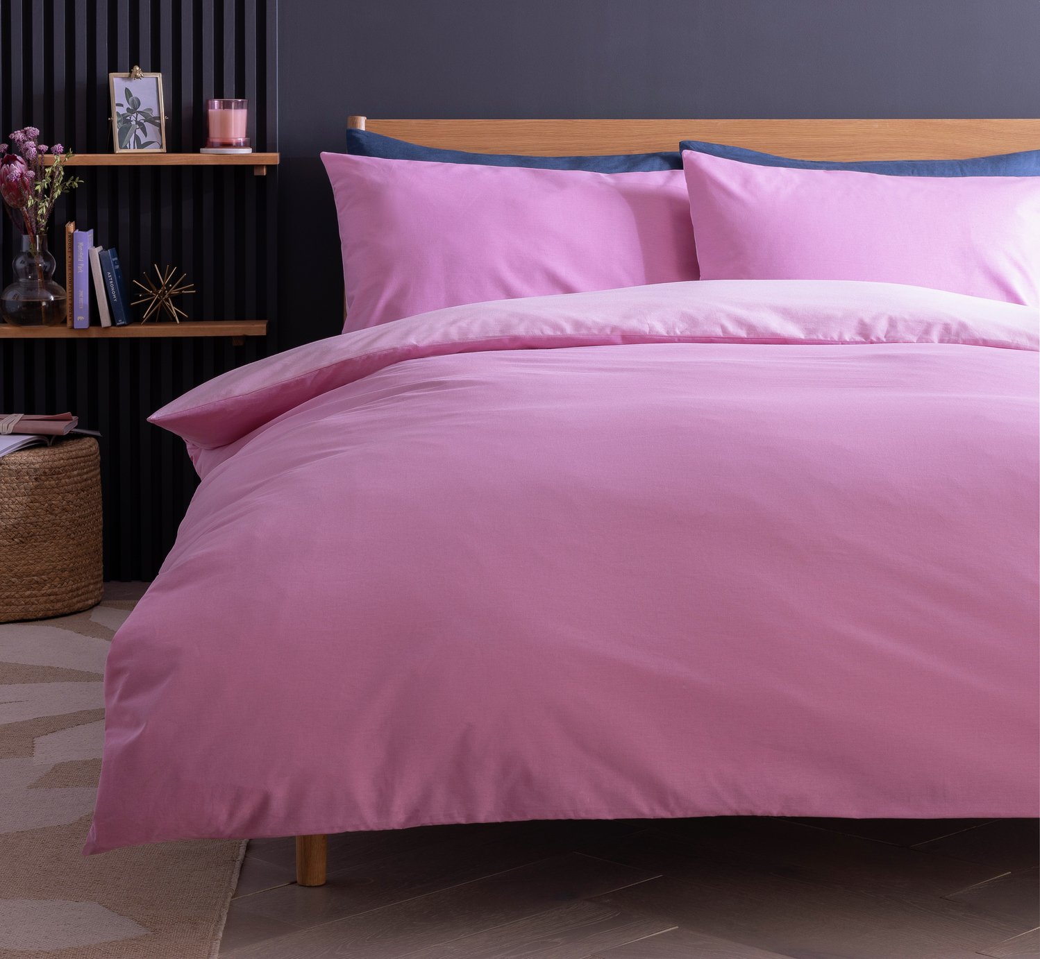 Habitat Polycotton Pink Reversible Bedding Set - Double