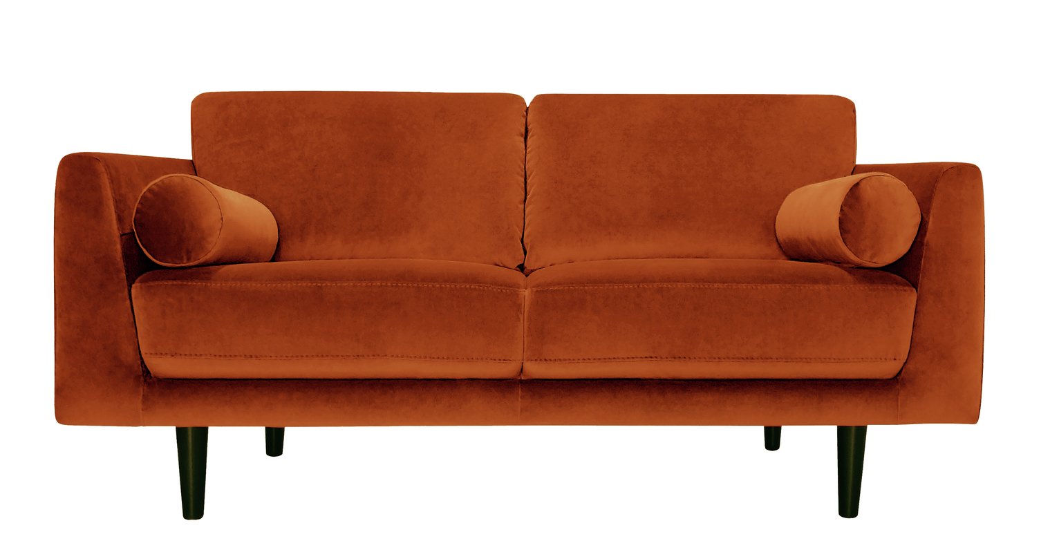 Habitat Jacob velvet  3 Seater Sofa - Orange