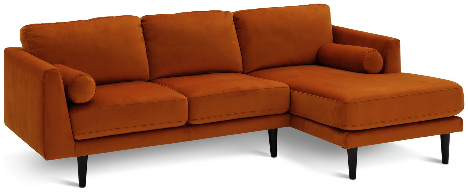 Habitat Jacob Velvet Right Hand Corner Sofa - Orange