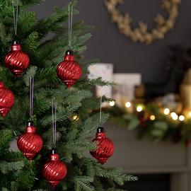 Habitat Pack of 6 Mercury Glass Christmas Baubles - Red