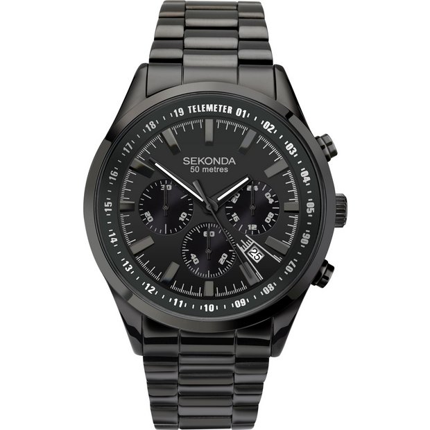 Buy Sekonda Men's Black Chronograph Bracelet Watch at Argos.co.uk ...