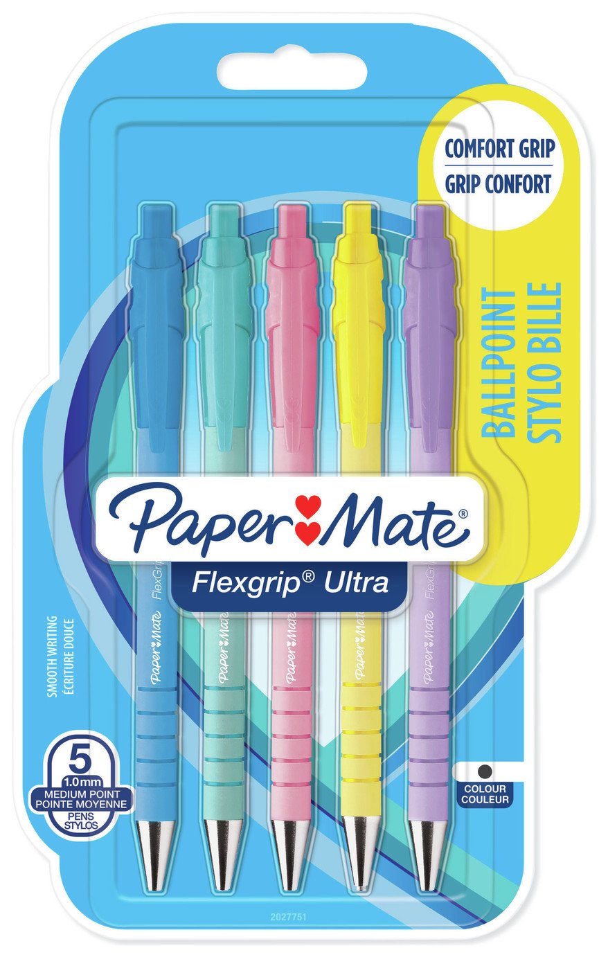 Paper Mate Flex Grip Ballpoint Pens Set of 5 - Black Ink