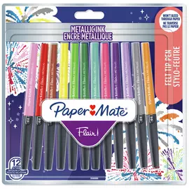 Paper Mate Flair Metallic Felt Tip Pens - Set of 12