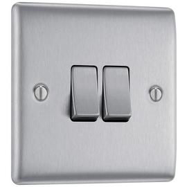 BG 2 Gang 2 Way Switch Brushed - Stainless Steel