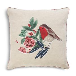 Habitat Christmas Robin Print Cushion - Multicolour -43x43cm