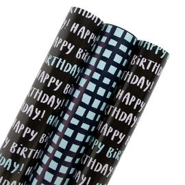 Argos Home 3 Roll Birthday Wrapping Paper Set