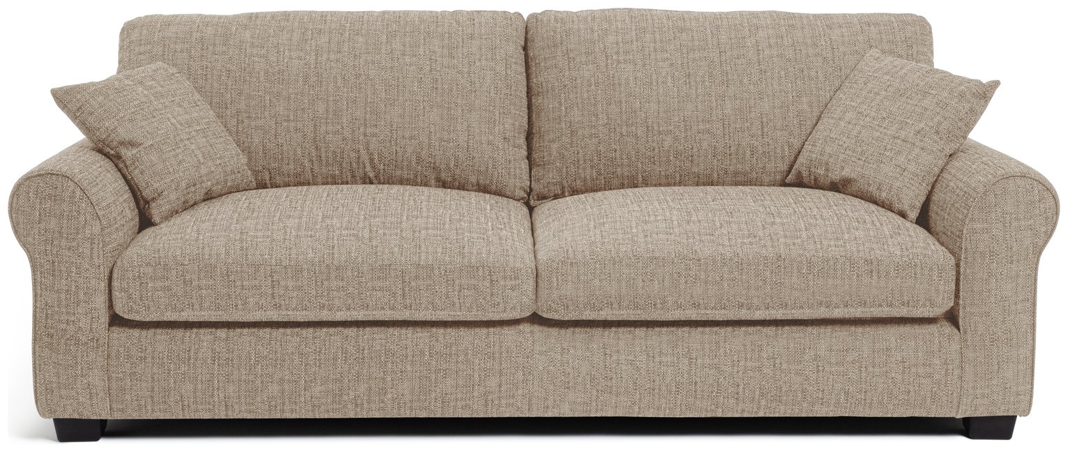 Argos Home Lisbon Fabric 4 Seater Sofa - Stone