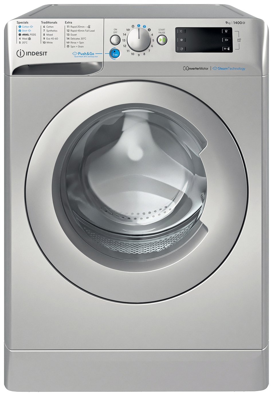 Indesit BWE91496XSVUK 9KG 1400 Spin Washing Machine - Silver