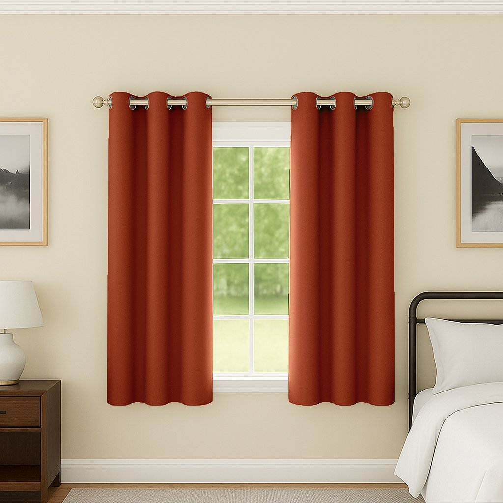 Enhanced Living Luna Plain Thermal Eyelet Curtains - 168 x 229cm - Orange