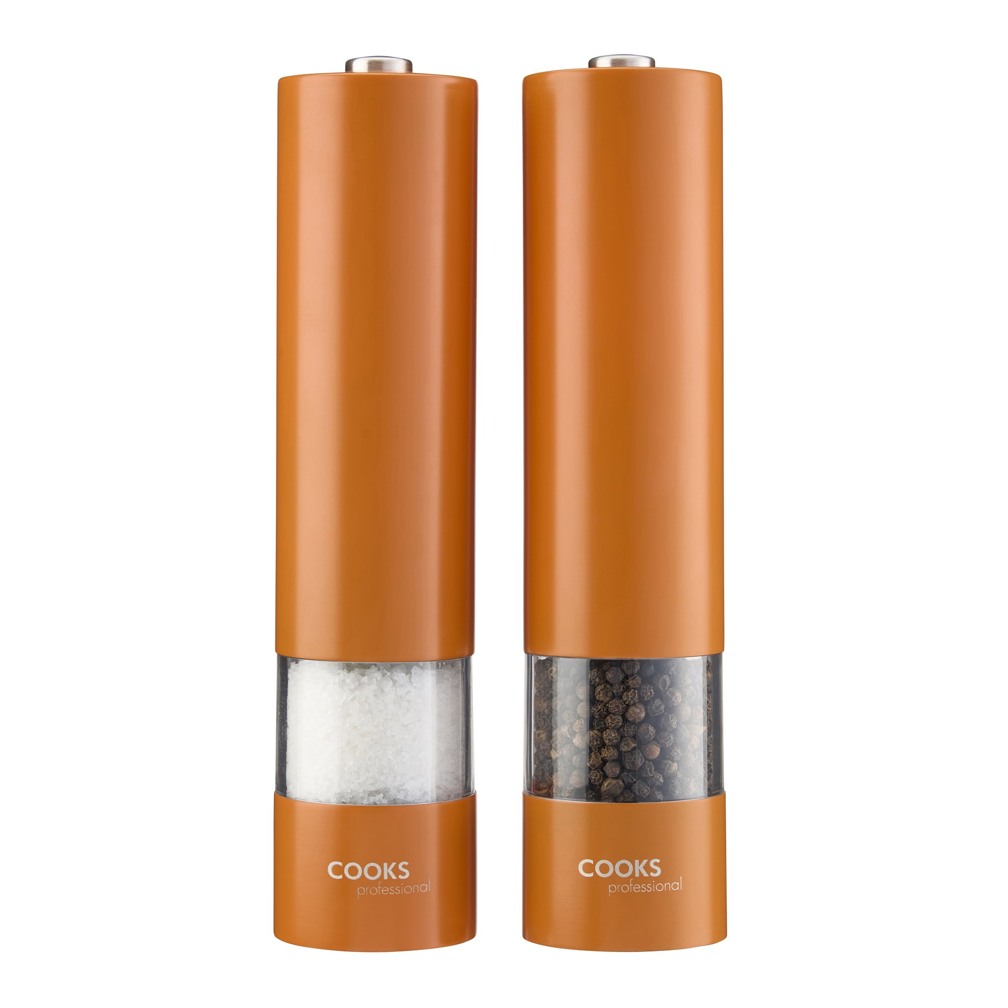 Cooks Professional Electric Salt and Pepper Mill Set - Orange