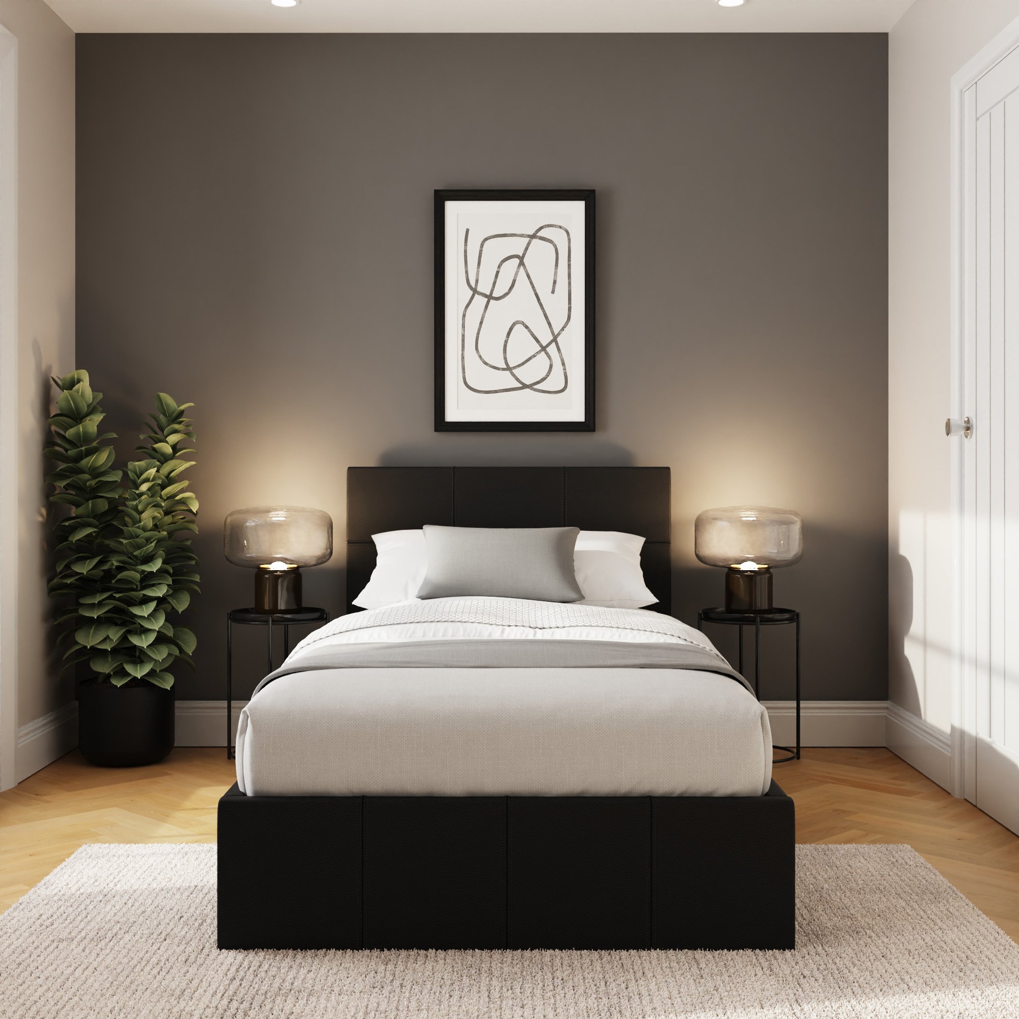 GFW End Lift Single Faux Leather Ottoman Bed with Mattress - Black