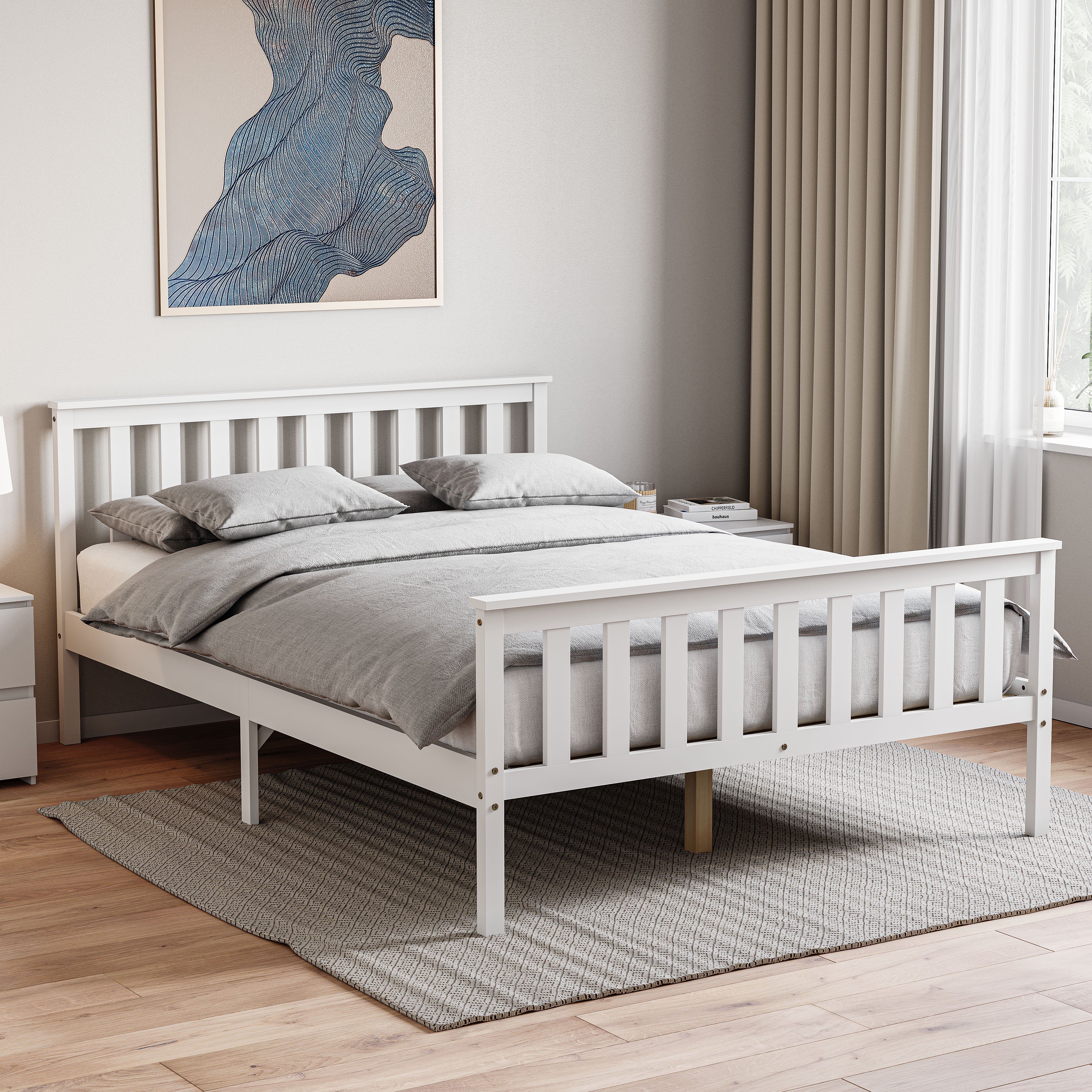 Vida Designs Milan Double Wooden High Foot Bed - White