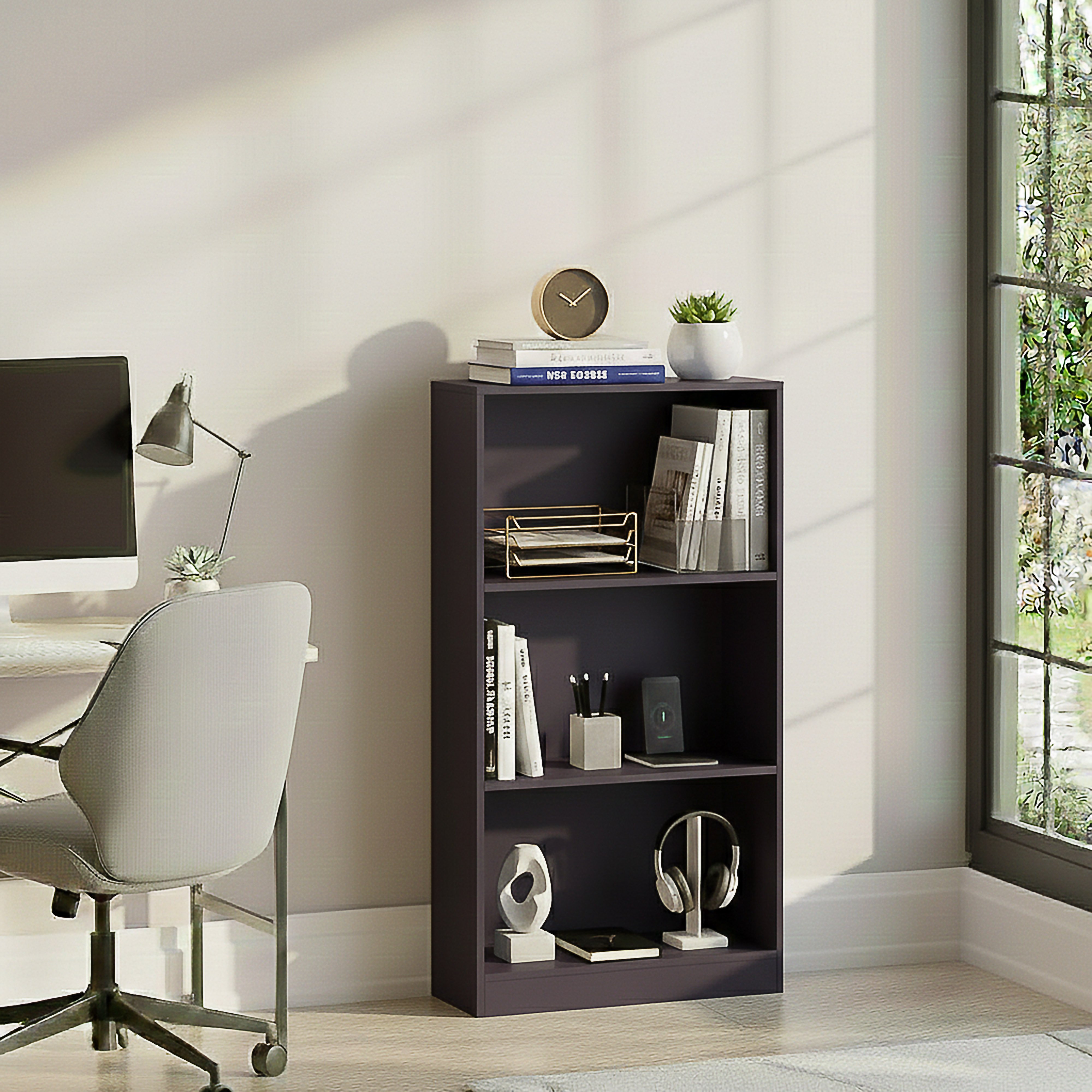 Vida Designs Cambridge 3 Tier Medium Freestanding Bookcase - Grey