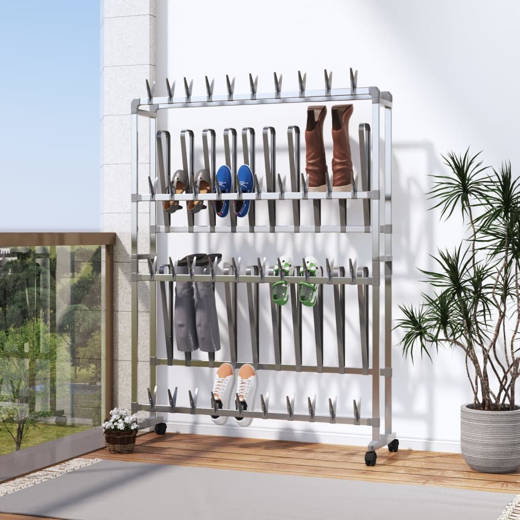Walplus Shoe Rack - Silver - 89 x 27 x 120 cm