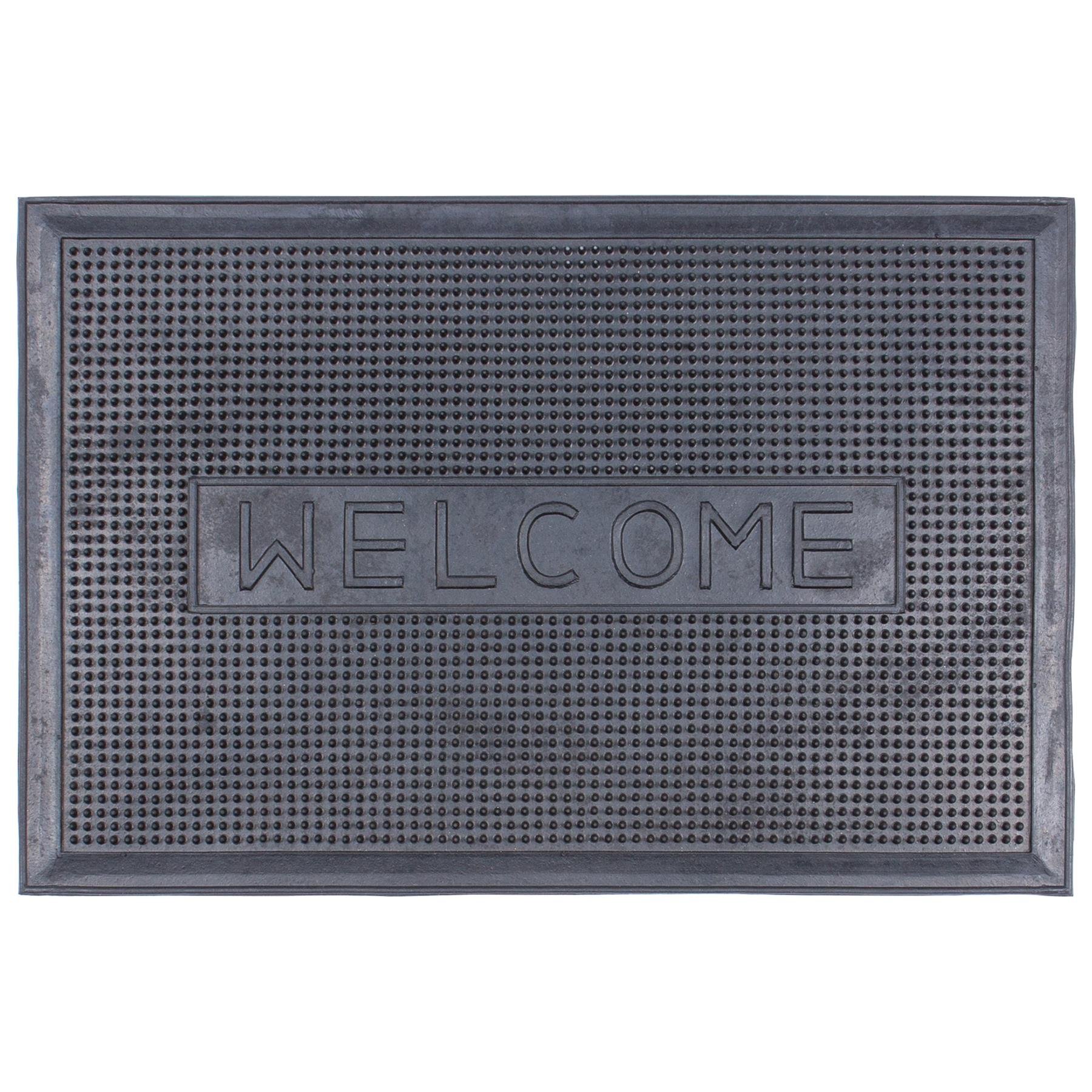 Nicola Spring Heavy Duty Rubber Door Mat - Black Welcome
