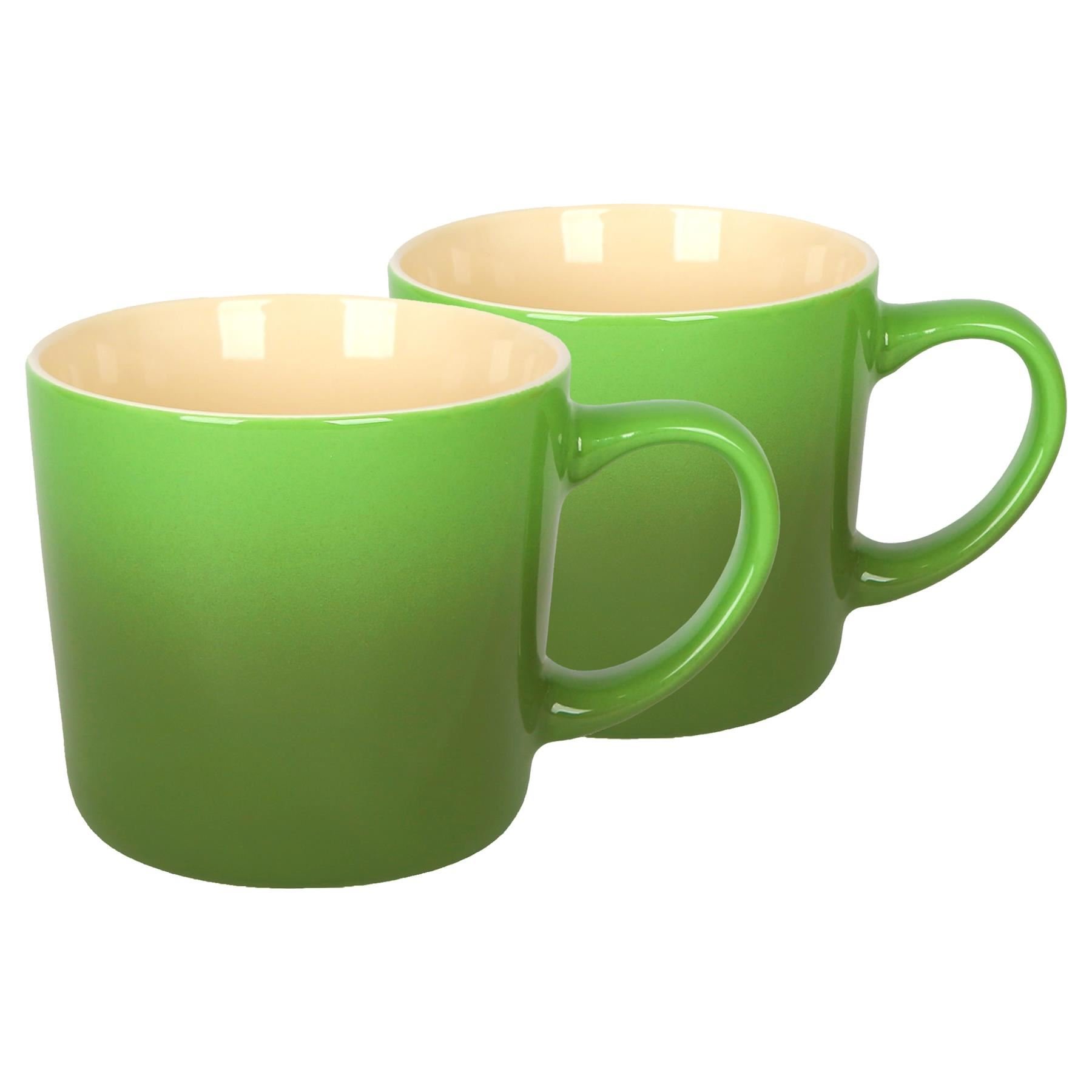 Argon Tableware 330ml New Bone China Mugs Pack of 2 - Green Ombre