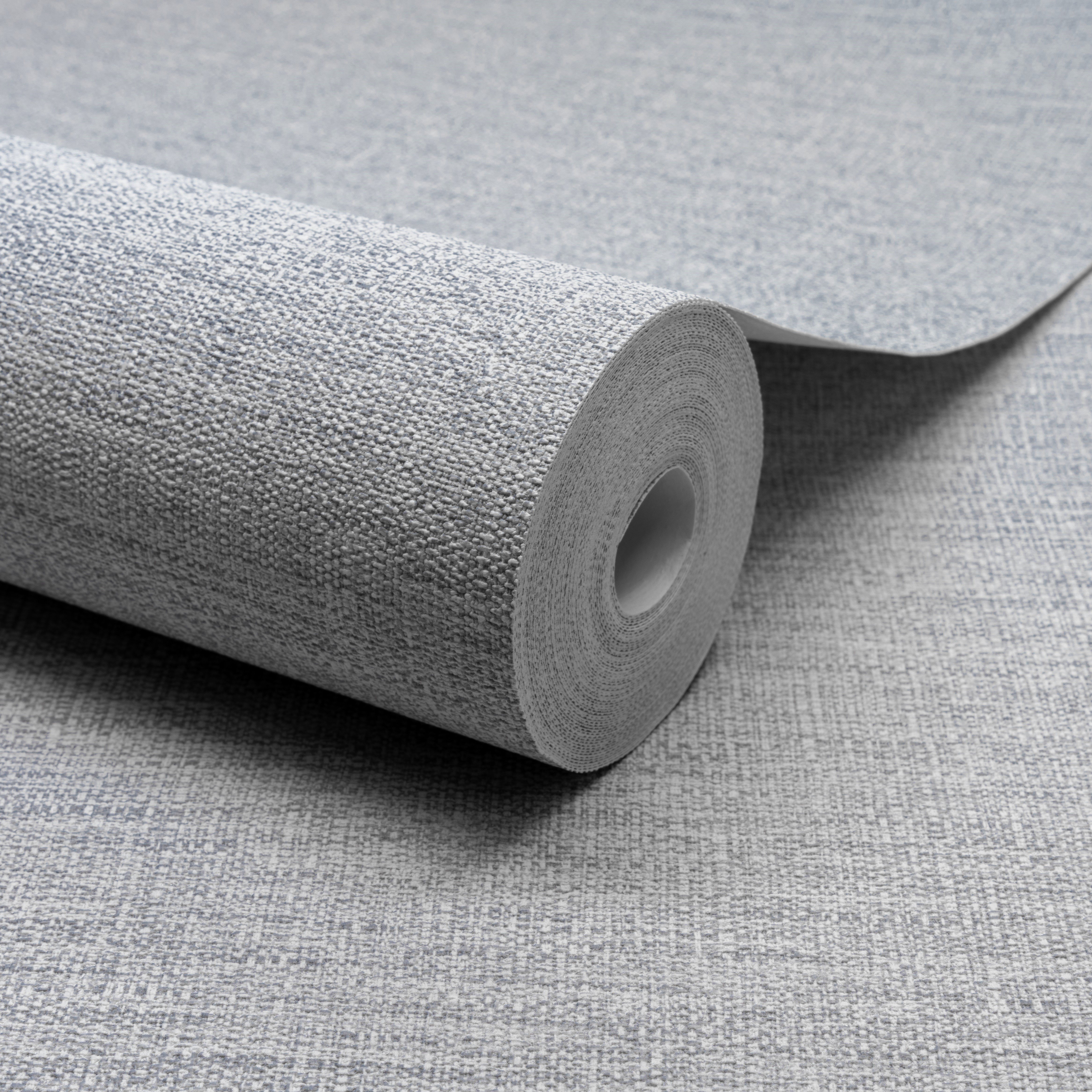 Grandeco Telma Slubbed Fabric Hessian Textured Wallpaper - Light Grey