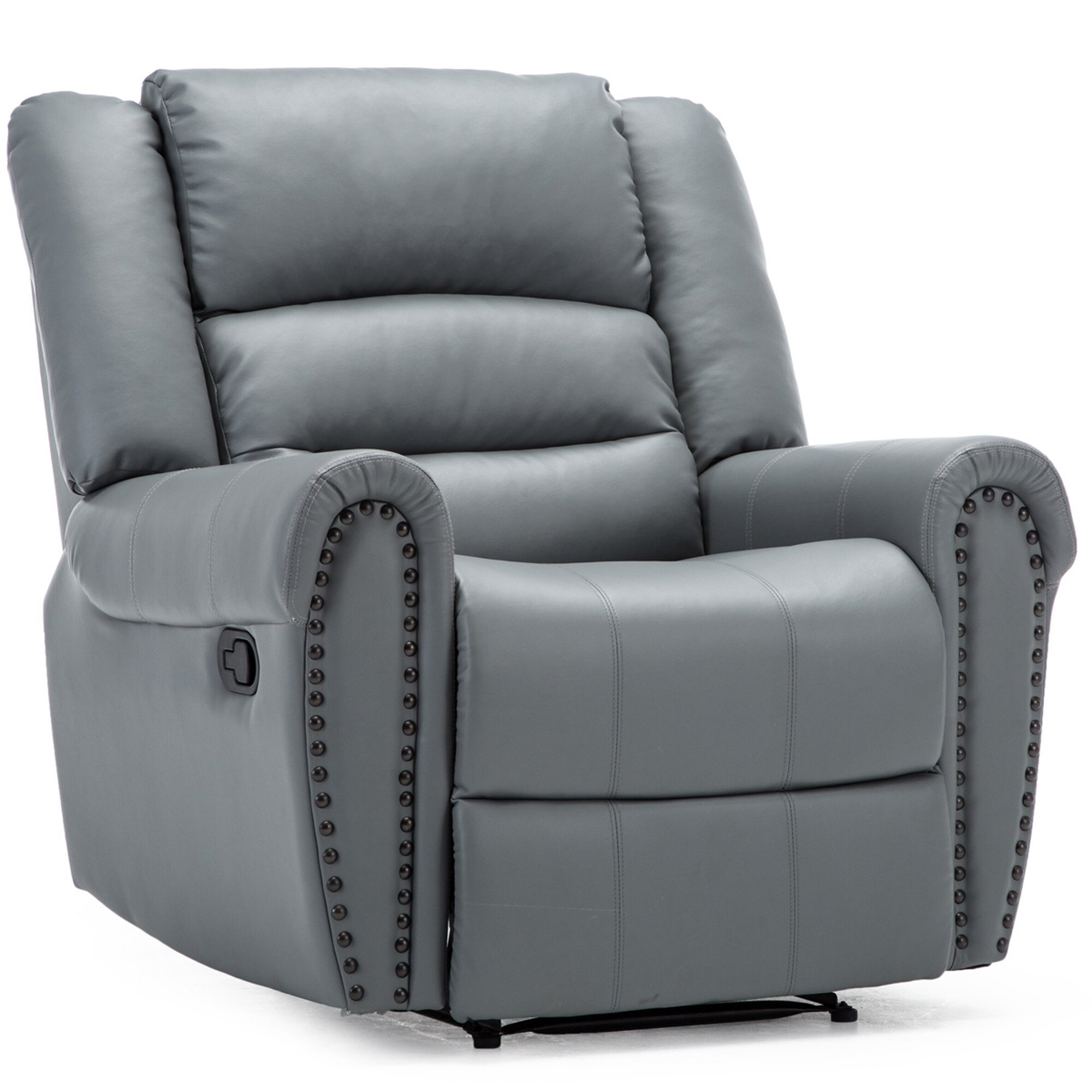 Furniture Online Denver Bonded Leather Manual Recliner Chair - Grey